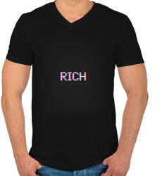 printfashion RICH - Férfi V-nyakú póló - Fekete (11363030)