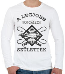 printfashion Horgász február - Férfi hosszú ujjú póló - Fehér (5731721)