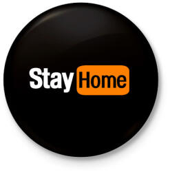 printfashion Stay home - Kitűző, hűtőmágnes - Fekete (3103575)
