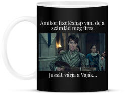 printfashion Jussát várja a Vaják. . . (fehér szöveg) - Bögre - Fekete (13798150)