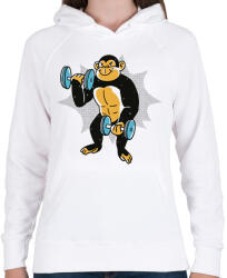 printfashion Gyúrós majom - Női kapucnis pulóver - Fehér (11839652)