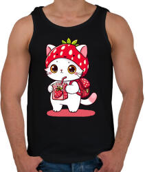 printfashion Cuki szamóca cica - Férfi atléta - Fekete (15993991)