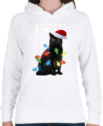 printfashion Karácsonyi cica - Női kapucnis pulóver - Fehér (14602098)