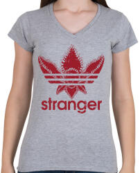 printfashion Stranger - Női V-nyakú póló - Sport szürke (522870)