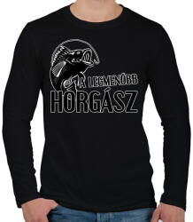 printfashion A legmenőbb horgász - Férfi hosszú ujjú póló - Fekete (7037727)