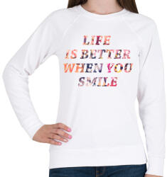 printfashion LIFE IS BETTER. png - Női pulóver - Fehér (282259)