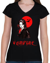 printfashion vámpír - Női V-nyakú póló - Fekete (1756999)