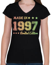 printfashion 1997 - Női V-nyakú póló - Fekete (6172182)