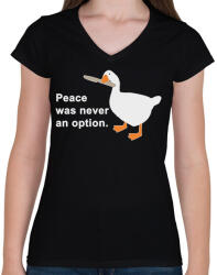 printfashion Peace was - Női V-nyakú póló - Fekete (2017777)