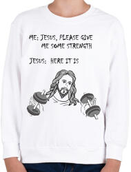 printfashion Jézus, kérlek adj nekem erőt - Gyerek pulóver - Fehér (1340634)