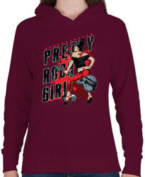 printfashion Rocker lány - Női kapucnis pulóver - Bordó (79842)