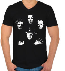 printfashion Horror Team - Férfi V-nyakú póló - Fekete (1075709)