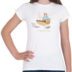 printfashion Chill and Music - Gitáros minta - Női póló - Fehér (6374574)