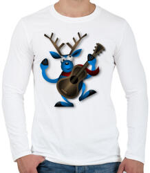 printfashion Zenélő szarvas - Férfi hosszú ujjú póló - Fehér (5596739)