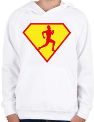 printfashion Futó hős - Gyerek kapucnis pulóver - Fehér (13696556)