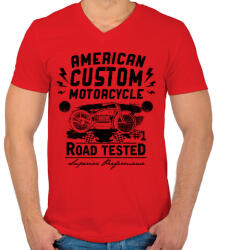 printfashion Hagyományos amerikai motor - Férfi V-nyakú póló - Piros (141590)