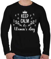 printfashion Keep calm it's women's day - Férfi hosszú ujjú póló - Fekete (12637666)