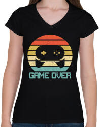 printfashion Game Over - Női V-nyakú póló - Fekete (3630764)