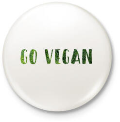 printfashion Go vegan - Kitűző, hűtőmágnes - Fehér (12697669)