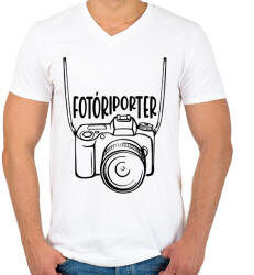 printfashion Fotóriporter - Férfi V-nyakú póló - Fehér (11792422)