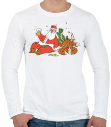 printfashion Részeg télapó - Férfi hosszú ujjú póló - Fehér (15161833)