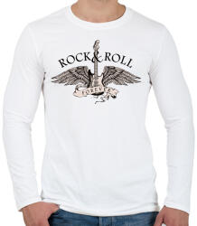 printfashion Rock and roll - Férfi hosszú ujjú póló - Fehér (14060735)