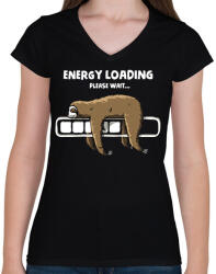 printfashion Energia betöltése - Női V-nyakú póló - Fekete (2269620)