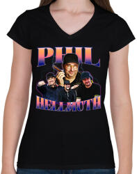 printfashion Phil Hellmuth - póker - Női V-nyakú póló - Fekete (15579519)