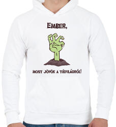 printfashion Ember, most jövök. . . - Férfi kapucnis pulóver - Fehér (14423862)