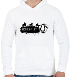 printfashion Horses are my life - Fekete-fehér - Férfi kapucnis pulóver - Fehér (6319977)