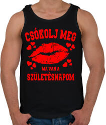printfashion Csókolj meg, ma van a szülinapom - Férfi atléta - Fekete (1275667)