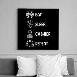 printfashion Eat, sleep, cashier, repeat - Vászonkép - Fekete (8807771)
