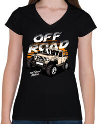 printfashion Terepjáro - Női V-nyakú póló - Fekete (14092848)