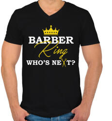 printfashion Barber King - Férfi V-nyakú póló - Fekete (9120663)