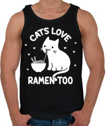 printfashion Cats love ramen too - Férfi atléta - Fekete (13362390)