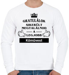 printfashion Gratulálok sikerült megtalálnod a legjobb kőművest - Férfi pulóver - Fehér (14585101)