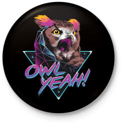 printfashion Owl yeah! - Kitűző, hűtőmágnes - Fekete (13831914)