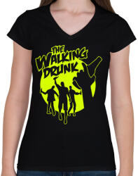printfashion The Walking Drunk - Női V-nyakú póló - Fekete (951481)