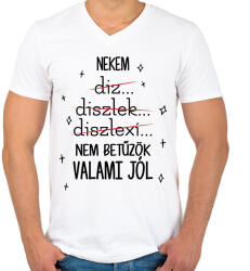 printfashion Nem betűzök valami jól - Férfi V-nyakú póló - Fehér (13254845)