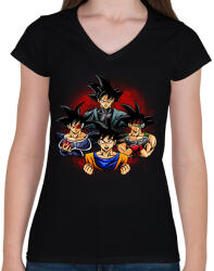 printfashion Goku - Női V-nyakú póló - Fekete (7010689)