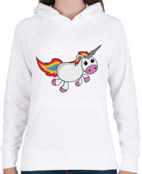 printfashion Unikornis vidáman fut - Női kapucnis pulóver - Fehér (4186045)