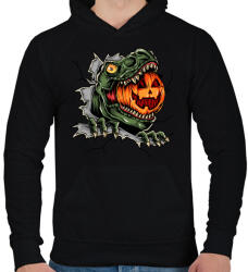 printfashion T-rex es a Halloween tökfej - Férfi kapucnis pulóver - Fekete (5540552)