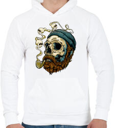 printfashion Tengerész koponya - Férfi kapucnis pulóver - Fehér (363285)