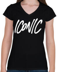 printfashion Iconic - Női V-nyakú póló - Fekete (1140279)