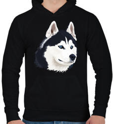 printfashion Husky - Férfi kapucnis pulóver - Fekete (2363530)