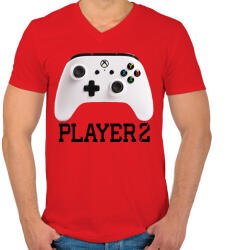 printfashion Player 2 Xbox One páros póló - Férfi V-nyakú póló - Piros (2201939)