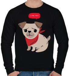 printfashion Mopsz - I pug you - Férfi pulóver - Fekete (10898138)