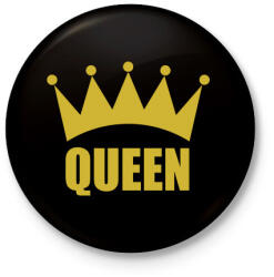 printfashion QUEEN - Kitűző, hűtőmágnes - Fekete (3093729)
