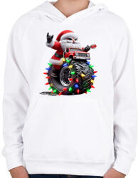 printfashion Monster Truck rocker mikulás - Gyerek kapucnis pulóver - Fehér (15236921)