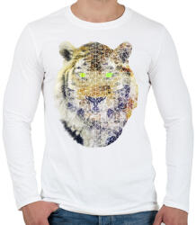 printfashion Biometrikus tigris - Férfi hosszú ujjú póló - Fehér (37929)
